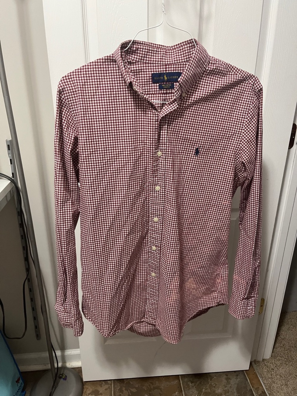 Ralph Lauren Red and White Gingham Button-Down Shirt